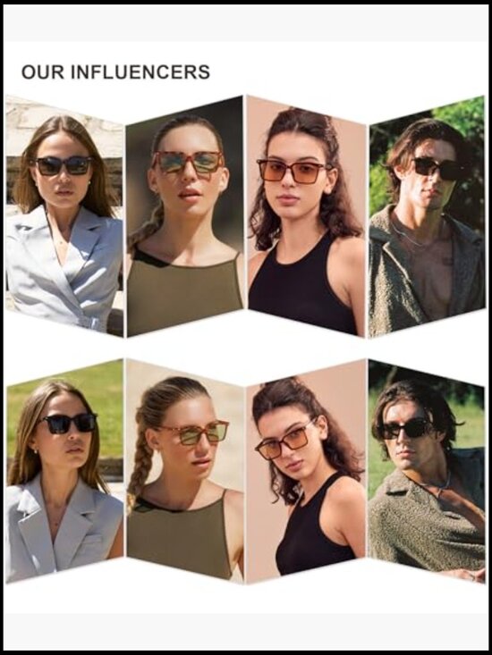 Polarized Square Sunglasses with UV400 Protection, Recycled Plastic Frame